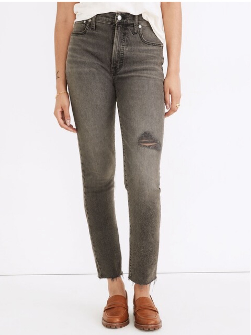 MADEWELL The Perfect Vintage Jean in Cosner Wash: Knee-Rip Edition
